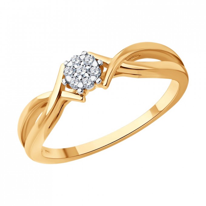 Кольцо из комбинированного золота р. 16 SOKOLOV , бриллиант 1012563