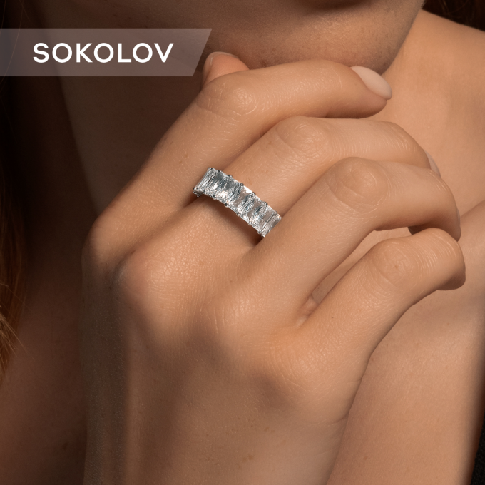 Кольцо из серебра р. 19 SOKOLOV , фианит 94013635